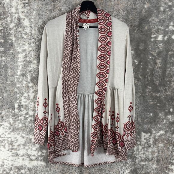 One September Sz M Open Front Draped Cardigan Sweater Boho Anthropologie - Picture 1 of 9